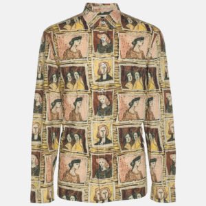 Burberry Multicolor Frame Head Print Cotton Front Button Shirt L