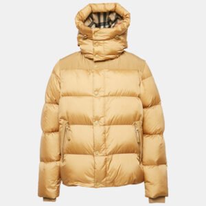 Burberry Brown Nylon Detachable Sleeve Hooded Puffer Jacket S