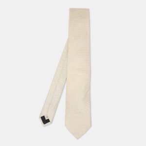 Burberry Yellow/Grey Micro Diamond Motif Silk Tie