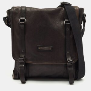 Burberry Choco Brown Leather Messenger Bag