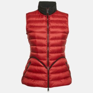 Burberry Dark Red Nylon Zip-Up Puffer Gilet S