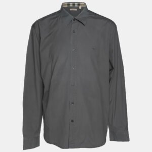 Burberry Grey Cotton Button Front Full Sleeve Shirt XXXL