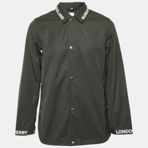 burberry black gabardine button front easthorpe coaches jacket s