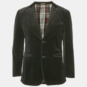 Burberry Black Label Black Velvet Tailored Blazer L