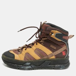 Burberry Multicolor Mesh and Nubuck Leather Union Boots Size 43