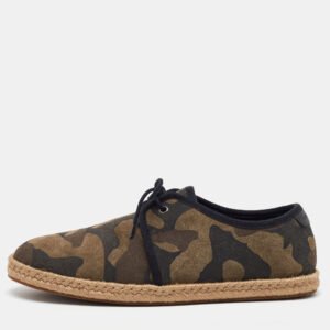 Burberry Multicolor Camouflage Print Suede Carlson Lace Up Espadrille Flats Size 43