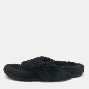 Burberry Black Shearling Furnival Flats Size 43