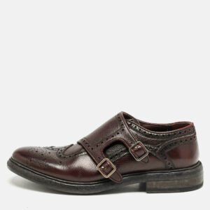 Burberry Burgundy Leather Delmar Monk Strap Brogues Size 41