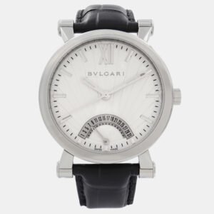 Bvlgari White Stainless Steel Sotirio Retrograde SB42SDR Automatic Men's Wristwatch 42 mm
