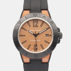 bvlgari brown magnesium diagono dg41smc automatic men's wristwatch 41 mm