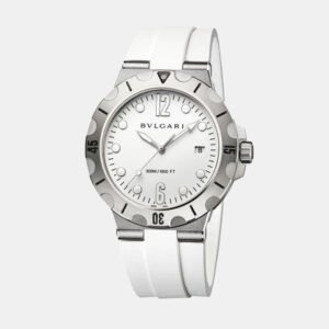 Bvlgari White Stainless Steel Diagono 102733 Automatic Men's Wristwatch 41 mm