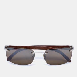 Cartier  C-Decor Bubina Wood Brown Silver Tone Sunglasses