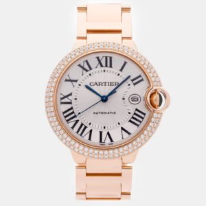 Cartier Ballon Bleu WE9008Z3 Automatic Rose Gold Silver Dial Men's Wristwatch 42mm