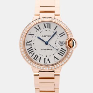 luxury-men-cartier-used-watches-p1144589-004 Cartier Ballon Bleu WJBB0057 Automatic Rose Gold Silver Dial Men's Wristwatch 36mm