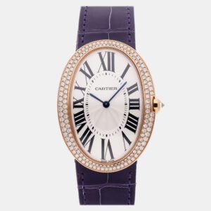 Cartier Baignoire WB520005 Manual Wind Rose Gold Silver Dial Men's Wristwatch 44x32mm