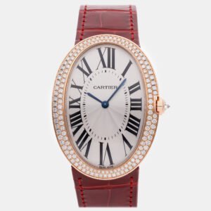 luxury-men-cartier-used-watches-p1154541-004 Cartier Baignoire WB520005 Manual Wind Rose Gold Silver Dial Men's Wristwatch 44x32mm