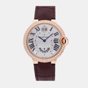 Cartier Ballon Bleu Dual Time WE902018 Automatic Rose Gold Silver Dial Men's Wristwatch 42mm