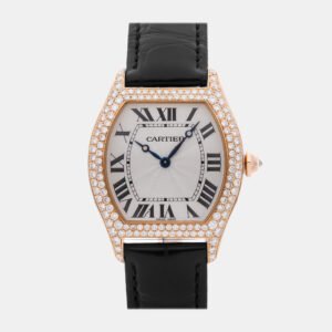 Cartier Tortue WA503951 Manual Winding White Gold Silver Dial Men's Wristwatch 30mm