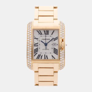 Cartier Tank Anglaise WT100006 Quartz Rose Gold Silver Dial Men's Wristwatch 22.7 x 30.2 mm