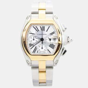 Cartier Roadster W62027Z1 Automatic Silver 18K Yellow Gold Stainless Steel Men's Wristwatch 43mm