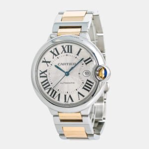 Cartier Ballon Bleu W69009Z3 Automatic Silver 18K Yellow Gold Stainless Steel Men's Wristwatch 42mm