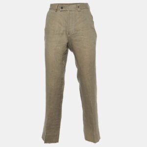 CH Carolina Herrera Brown Linen Regular Fit Trousers M