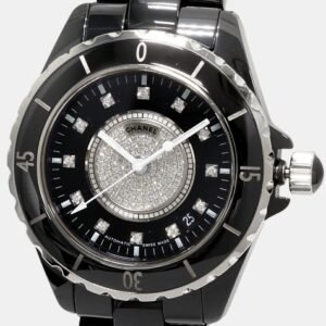 Chanel Black Ceramic Diamond J12 H1757 Automatic Men's Wristwatch 40 mm