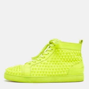 Christian Louboutin Green Leather Louis Spikes High Top Sneakers Size 44