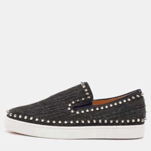 Christian Louboutin Black Denim Pik Boat Sneakers Size 42