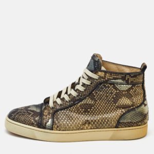 Christian Louboutin Beige Python Leather Rantus Orlato High Top Sneakers Size 44