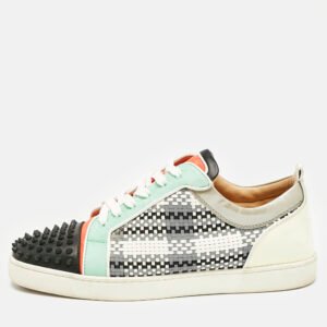 christian louboutin multicolor leather and suede louis junior spikes lace up sneakers size 46