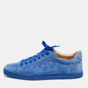 Christian Louboutin Blue Suede Louis Junior Lace Up Sneakers Size 42
