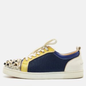 christian louboutin multicolor mesh and leather louis junior spikes sneakers size 44.5