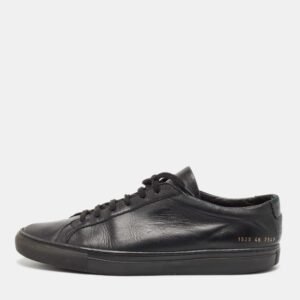 Common Projects Black Leather Achilles Lace Up Sneakers Size 46