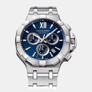 Concord Blue Stainless Steel Saratoga 320489 Quartz Men's Wristwatch 40 mm