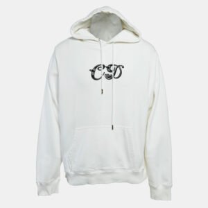 luxury-men-dior-homme-used-clothes-p1121438-001 Dior Homme White CD Applique Cotton Knit Hoodie XXL