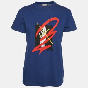 Dior Homme Blue Printed Jersey Crewneck T-Shirt XS