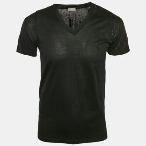 Dior Homme Black Printed Jersey V-Neck T-Shirt S