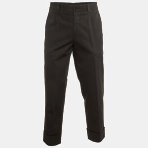 Dior Homme Black Cotton Cuffed Hem Pants L/Waist 34"