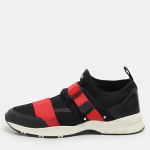 Dior Homme Black/Red Mesh and Leather B21 Slip On Sneakers Size 43.5