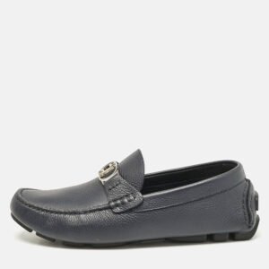 Dior Navy Blue Leather Od&eacute;on Loafers Size 39