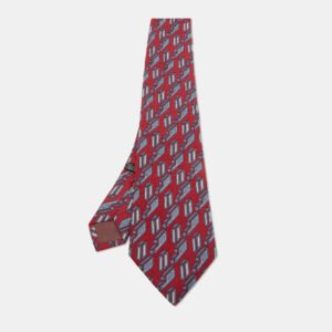 Christian Dior Vintage Red/Blue Patterned Silk Classic Tie