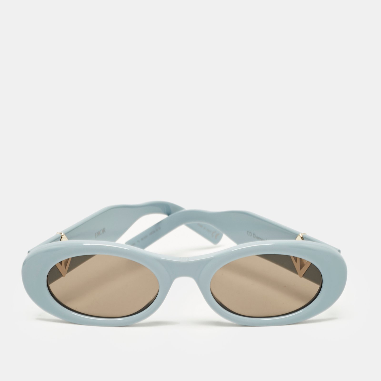 Dior Light Blue/Black CD Diamond R11 Oval Sunglasses
