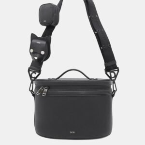 Dior Homme Dog Pouch Black Leather Vanity Bag