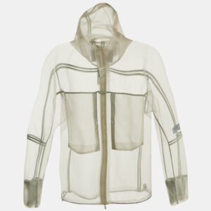 Dior Homme Grey Tulle Sheer Hooded Zip Up Jacket S