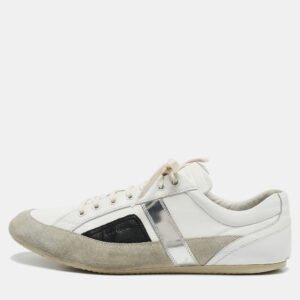 Dior White/Grey Suede and  Leather B18 Lace Up Sneakers Size 46