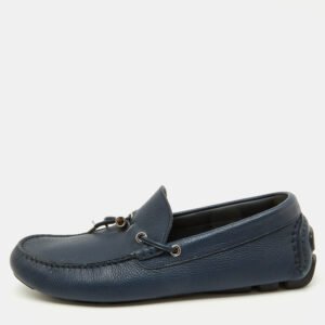 Dior Navy Blue Leather Slip On Loafers Size 41