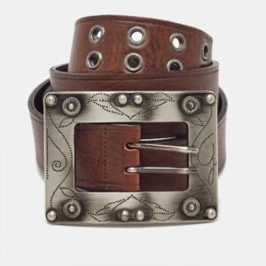Dolce & Gabbana Brown Leather Big Buckle Belt 100CM
