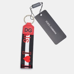 Dolce & Gabbana Black/Red Fabric DG Millennials Key Holder