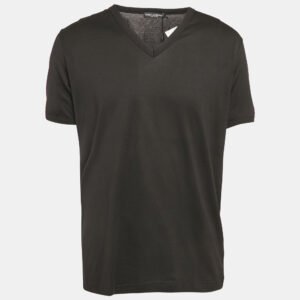 Dolce & Gabbana Black Jersey V-Neck T-Shirt XXL